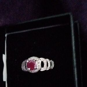 Elegant Silver and Red Gemstone Ring